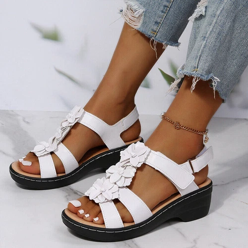 Womens Summer Slingback Sandals Ladies Casual Orthopedic Wedge Walking Shoes - Picture 4 of 24