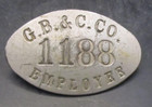Vintage G.B. & C. CO. Company Employee ID Factory Badge Early Pinback #1188 — photo 1