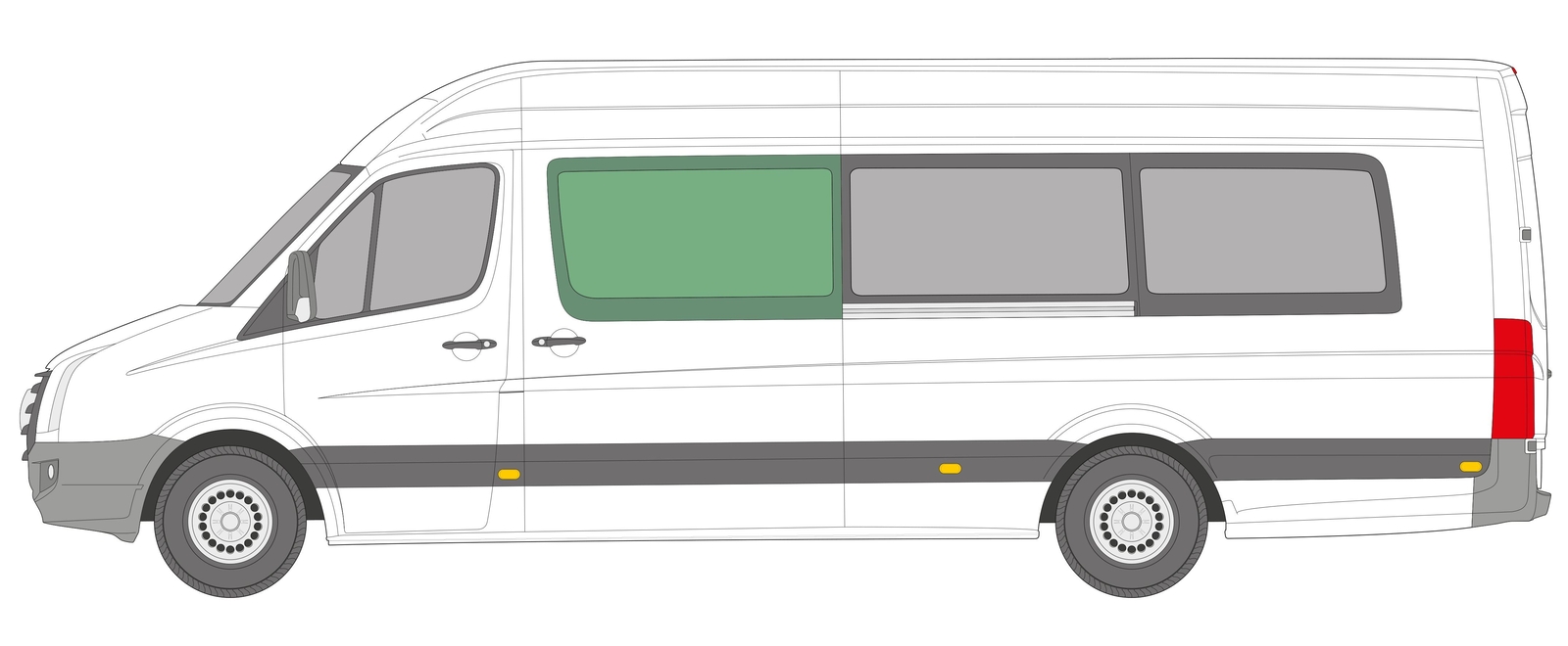Nearside Left Front Fixed Window Glass VW Crafter 2006-2017 MWB LWB Tinted