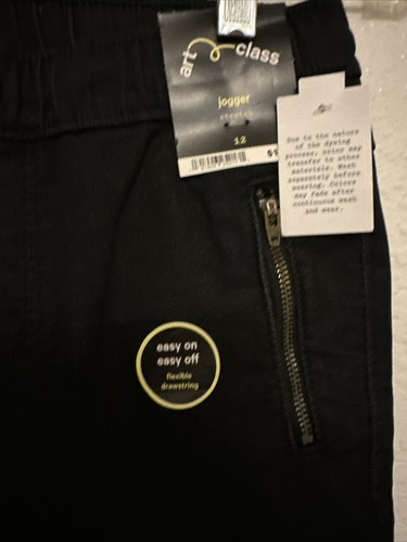 Cat & Jack Boys Stretch Jogger Pants Drawstring Black Size 12 - Picture 2 of 5