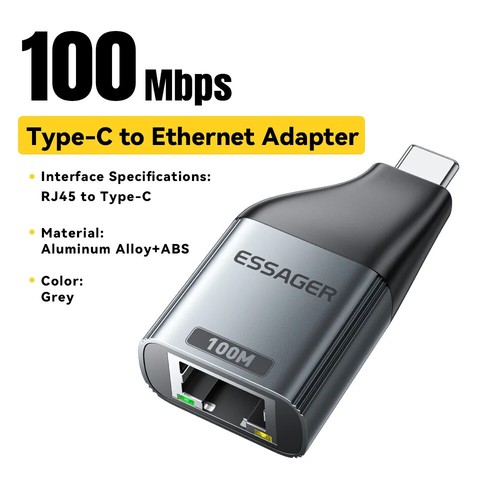 Essager USB C to Ethernet Adapter RJ45 100/1000Mbps to Type C Network Adapters - Picture 10 of 10