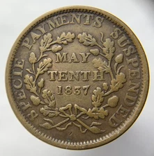 1837 Hard Times Token Substitute For Shin Plasters (B1273)