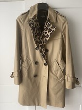 Women’s Coach Trench Coat Tan With Leopard Print - Size Xxs