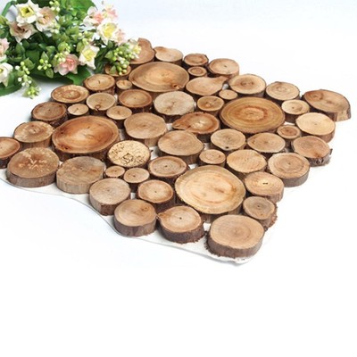 100pcs Natural Pine Wood Slices Round Disc Tree Bark F1A91 Circ Chips Craft M9B7