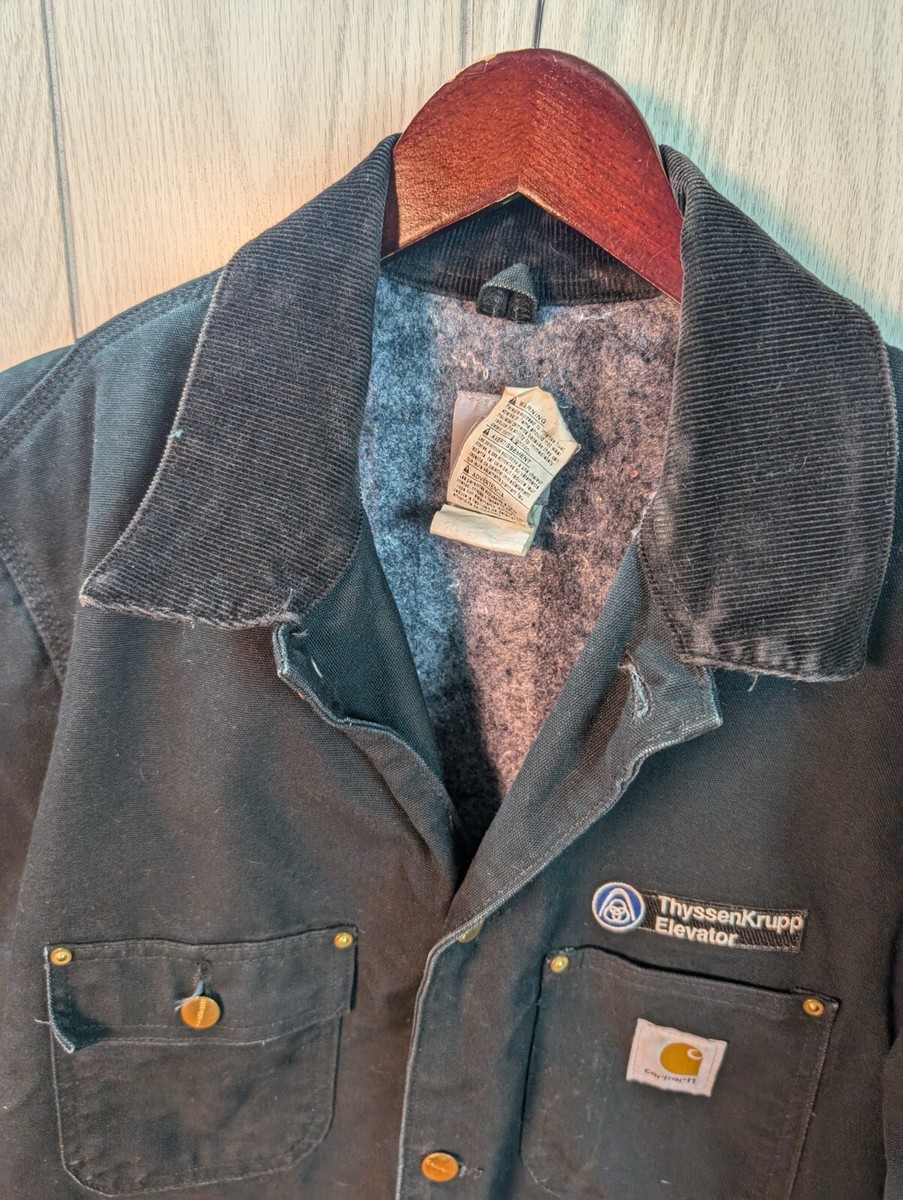 Vtg Carhartt C01 Blanket Lined Coat Jacket Mens 44 Black Union USA