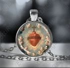 Our Lord Sacred Heart w Saints and Cheruns - Catholic Necklace Medal Pendant NEW