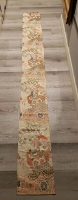 Japanese Silk Brocade Taisho Showa Gold Phenix/Moth 108'' × 12''