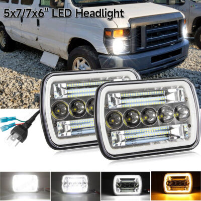 2PCS 5x7'' 7x6'' LED High Low Beam Headlights For Ford E-150 E-250 E-350 Econoline