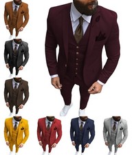 Mens 3Pcs Suit Formal Groomsman Wedding Tuxedo Suit Blazer vest Pant 42r 44r 46r