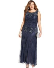 209 Pisarro Nights Beaded Dark Blue Dress Size 8