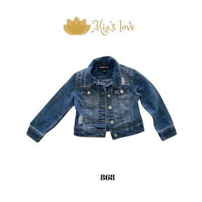 BLUE DENIM DISTRESSED JACKET, SIZE 