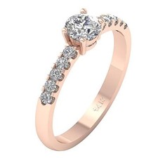I1 G 0.80Ct Round Diamond Solitaire Engagement Ring 14K Solid Gold Prong Set 5MM