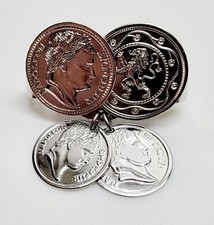 "ROMAN COINS" Silver Tone Scarf Holder - Sarah Coventry Jewelry - Sara Cov