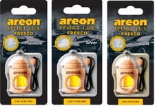 AREON Fresco, Car/Home Air Freshener, Assorted pack of 3 -Platinum, Silver, Gold