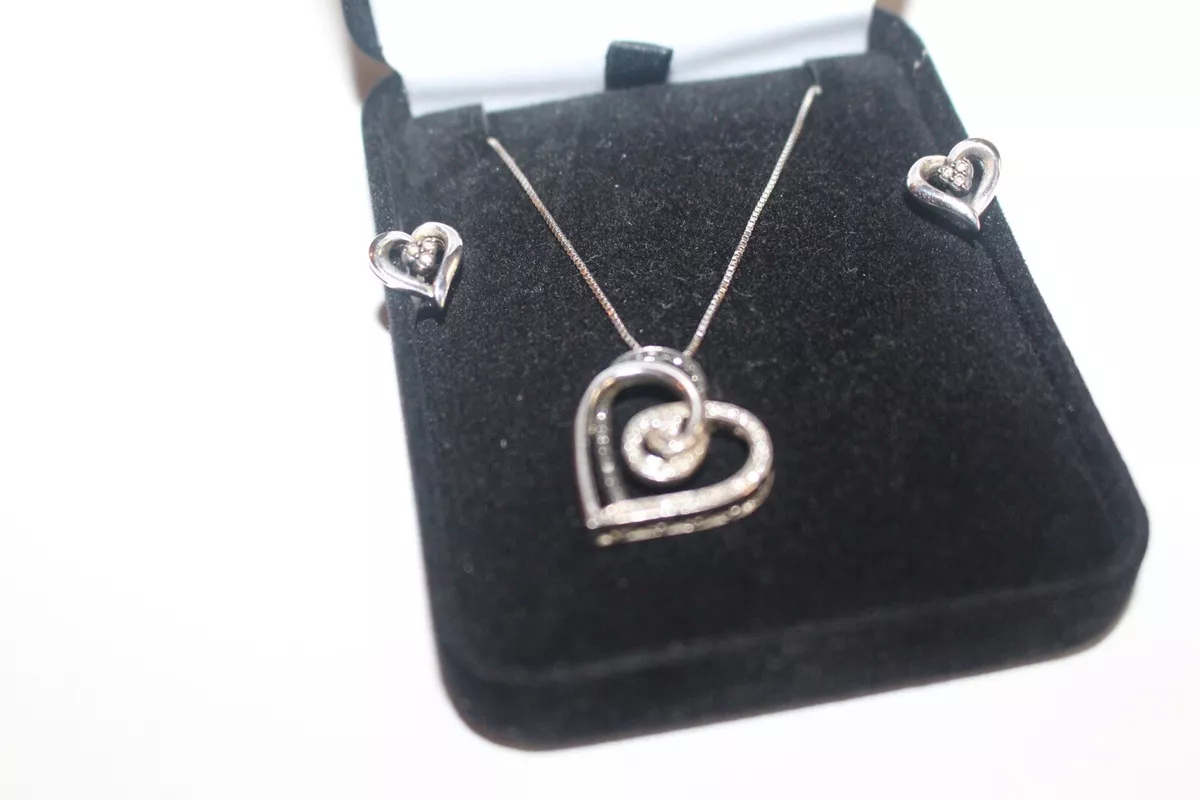 Kay Jewelers Diamond Heart Necklace and Earring Set