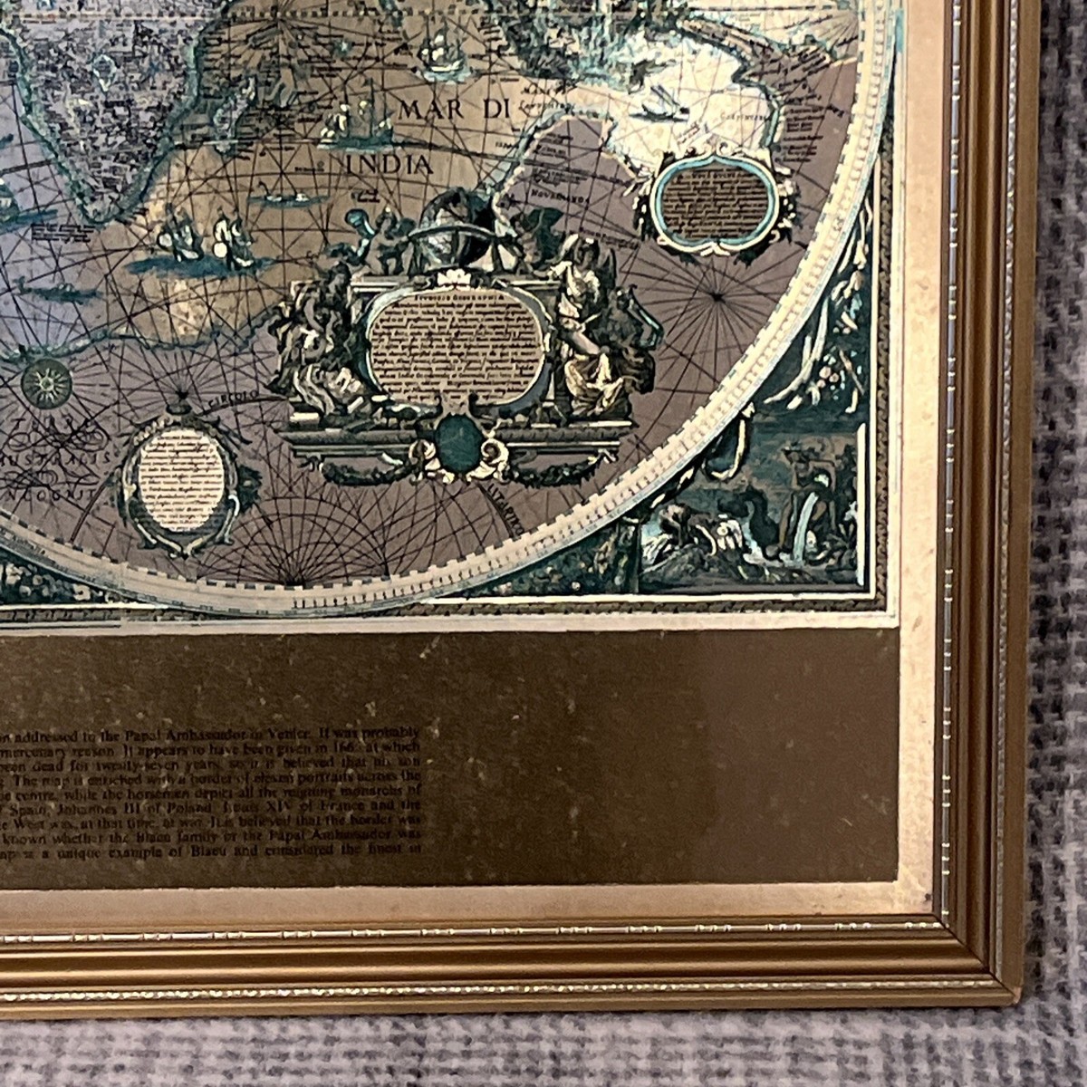 BLAEU WALL MAP VINTAGE FRAMED | NOVA TOTIUS TERRARUM SIVE NOVI