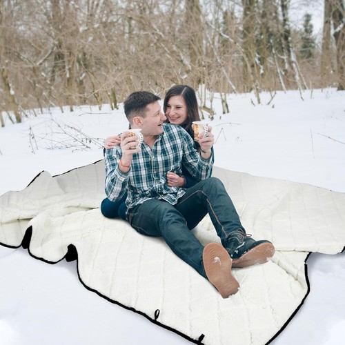 Portable Waterproof Sherpa Camping Blanket - Lightweight 59x79 for Travel & Home - Picture 10 of 11