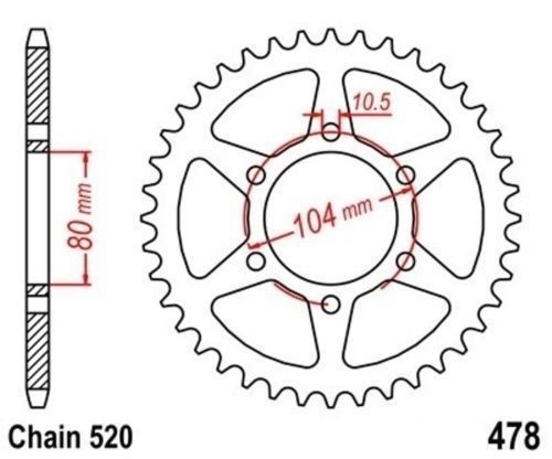 Couronne 38 dents 520 Kawasaki ZX 400 C2 1984 1985 1986 1987