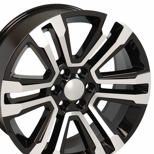 22" Machined Black 5822 Wheels & Bridgestone Tires Fit Yukon Sierra Denali - Picture 4 of 5
