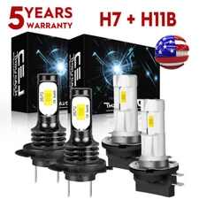 H7+H11B 4pcs LED Headlight High Low Beam FOR Hyundai Santa Fe 2009-2016 6000K