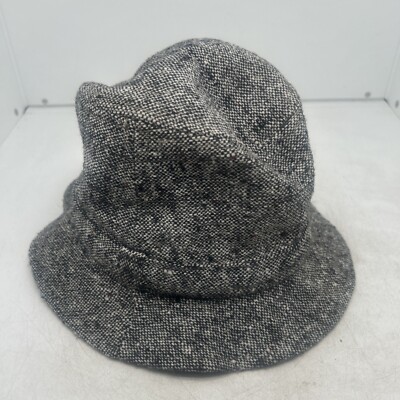 Vintage Totes Gray Tweed Fedora Medium Hat 7-7 1/8 Water Resistant Made  in USA