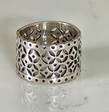 VTG STERLING SILVER MODERNIST PERFORATED OPENWORK 16MM SZ 6 RING
