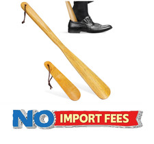 Healifty Wooden Shoe Horn 2 Pcs - 15.5in 6.2in Shoe Spoon for Boots and Shoes,