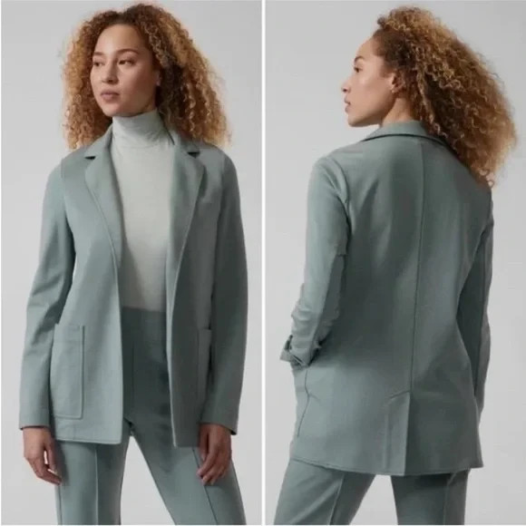 Athleta Eastbound Blazer Minimalist Gray Sage Green Size 4