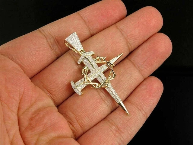 2Ct Round Cut Lab Created Diamond Beauty Cross Pendant 14K Yellow Gold Plated
