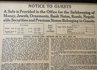 Vinatge Framed Sign Hotel Motel Steamboat Guest Notice Provision of a Safe — photo 3