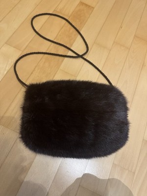 Muff Aus Dunkelbraunem Echtnerz Mit Reißverschlusstasche 28x23 Cm Top!!