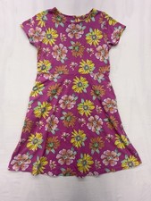 Lands End Kids Short Sleeve Pink Flowered Knit Dress Size L 14