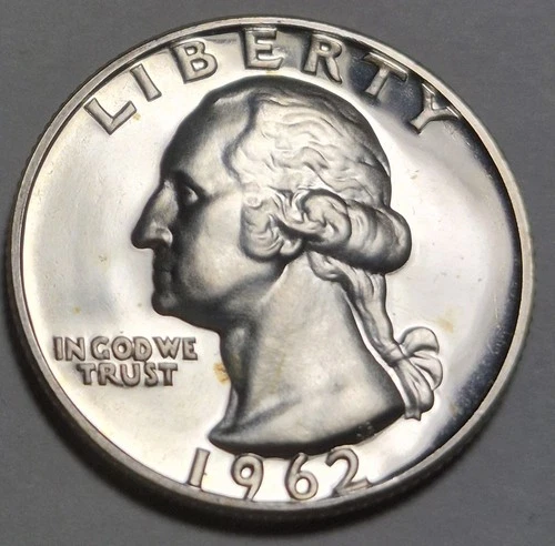 1962 Gem Cameo Proof Washington Quarter. 90% Silver