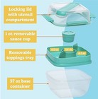 Tasty Stackable Bento Box 37 oz Base Removable Toppings Tray & Sauce - Aqua — photo 4