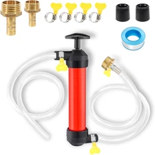 RV Antifreeze Hand Pump Kit, Multi-Use Siphon Pump Kit with 2 Connectors and 4 C