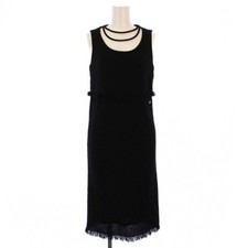 Chanel sleeveless dress knee length fringe Coco mark 36 Black P37788V21840 Used