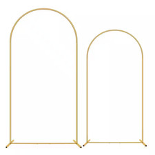Metal Arch Backdrop Stand Set of 2 Gold 6 Ft. and 7.2 Ft. for Wedding Party Cere