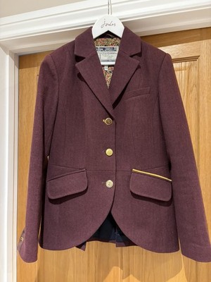 JOULES BLAZER JACKET 100% WOOL UK 12  AYLEWARD  COLOUR CHERRY TWEED HACKING VGC