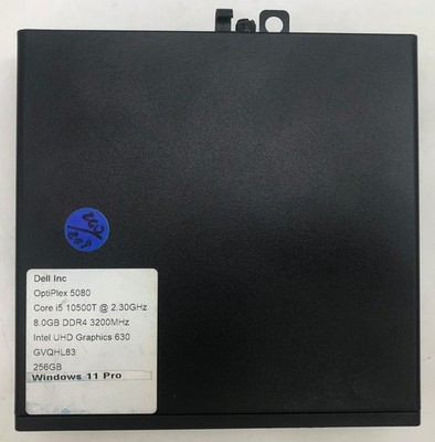 Dell OptiPlex 5080 Micro USFF, i5-10500T, 2.3GHz, 8GB, 256GB NVMe