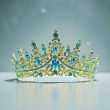 Bridal Crown, Gold Tiara, Princess crown, Quinceanera headpiece, Prom crown