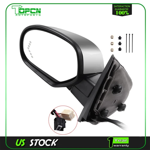 Chrome Left Power Memory Heated LED Signals Driver Mirror For 2007-14 Chevy GMC