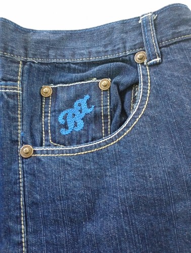BROOKLYN XPRESS - Men's Y2K Embroidered Hip Hop Denim Jeans - Size 34x32 - Picture 4 of 13