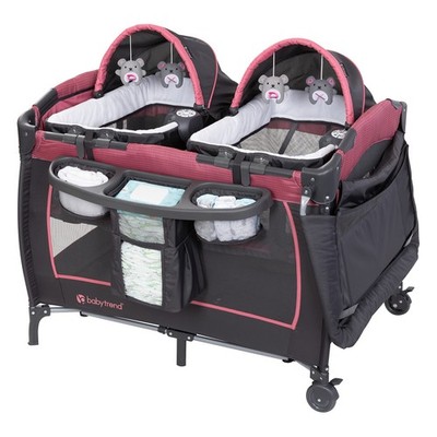 Baby Trend Lil  Snooze  Deluxe III Nursery Center  Playard for Twins, Cozy Berry