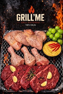 Grill Me BBQ Box   Fleisch Set + Einweg Grill | Perfekt für unterwegs | Halal