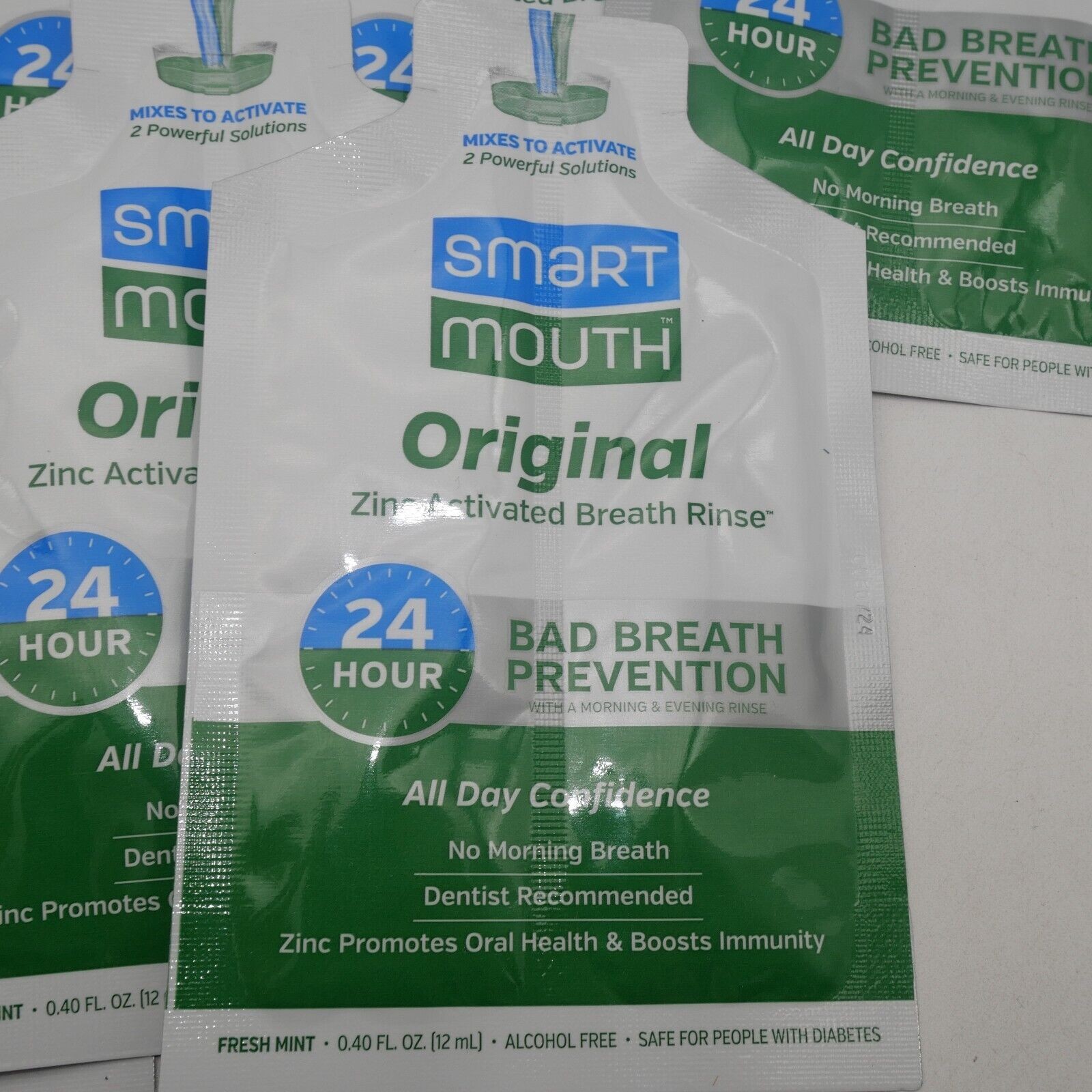 Lot of 21 SmartMouth Original Activated Breath Rinse Travel Packs Mint Exp. 7/24