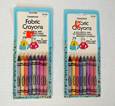 Vintage 2 Packs of Crayola Fabric Crayons Sealed On Card 16 Total Made in USA