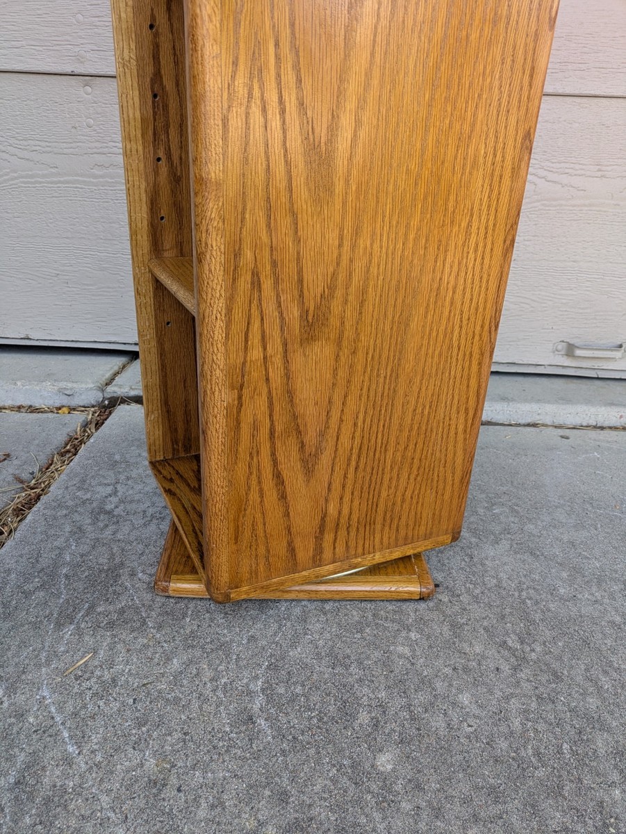 Vintage Oak Wood Rotating/Spinning CD Storage Tower Carousel