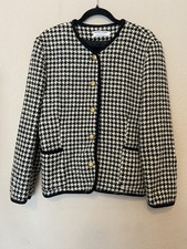 Vtg Alfred Dunner Wool Houndstooth Woman  s Sz 16 Blazer Jacket Classic Old Money