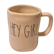 Rae Dunn Mug "Hey Girl" New Artisan Collection Magenta Ceramic Cup White Inside