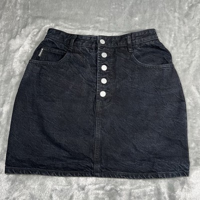 Bongo Skirt USA Size 9 Black Denim Mini Y2K 90s High Rise Cotton Made In The USA